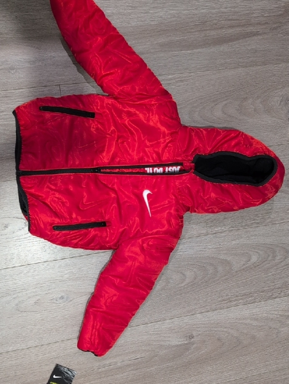 Nike Kids Hooded Puffer Jacket with White Swoosh - Picture 2 of 11